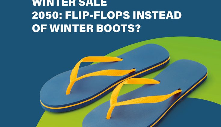 Reduce energy costs in shopping centres with meteoviva. Motif winter sales 2050: flip-flops instead of winter boots?